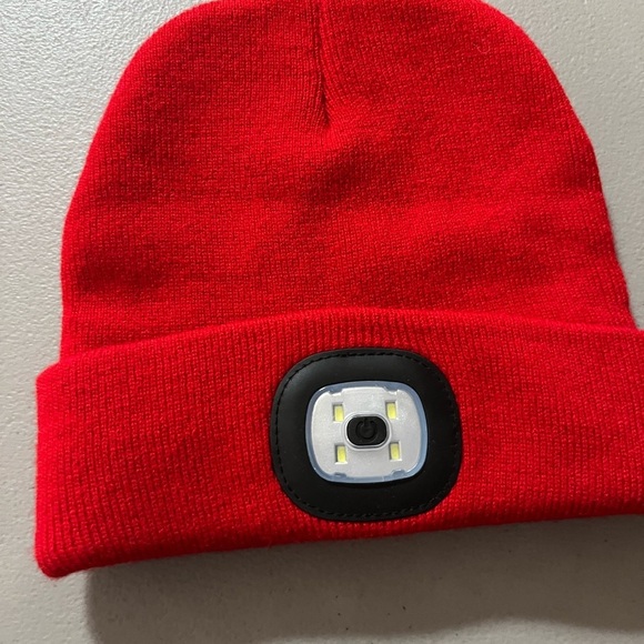 Night Scope Brightside Rechargeable LED Beanie by Night Scout Red Knit - Picture 2 of 4